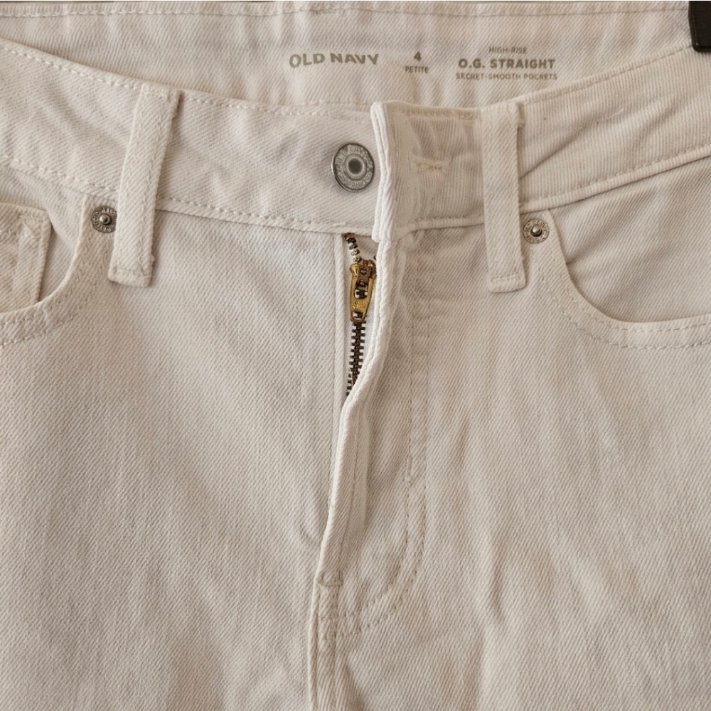 1 OLD NAVY O.G STRAIGHT HIGH RISE WHITE JEANS PETITE SIZE 4P - Picture 3 of 6